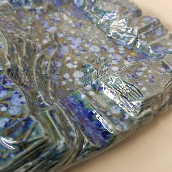 Holland Mold Pottery Large Ceramic Ashtray Mid Century- Modern Speckled Blues - Picture 6 of 15